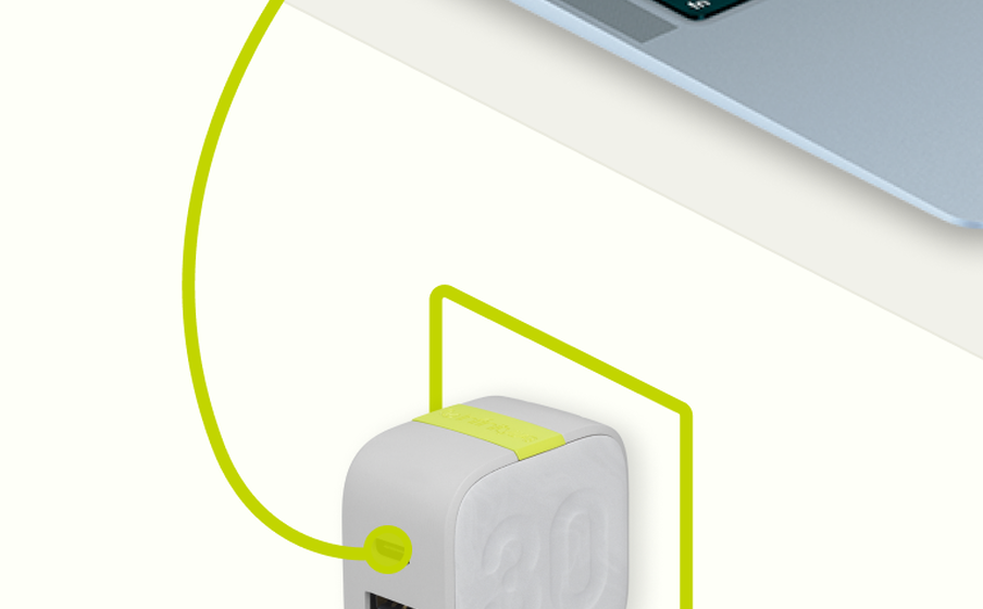 InstantCharger 30W 2 USB Bærbare datamaskiner utstyrt med USB-C-hurtiglading - Image